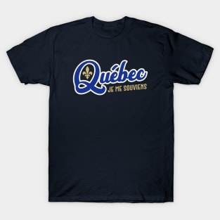 Quebec Je me souviens Canada Classic Athletic Script Dark Blue T-Shirt